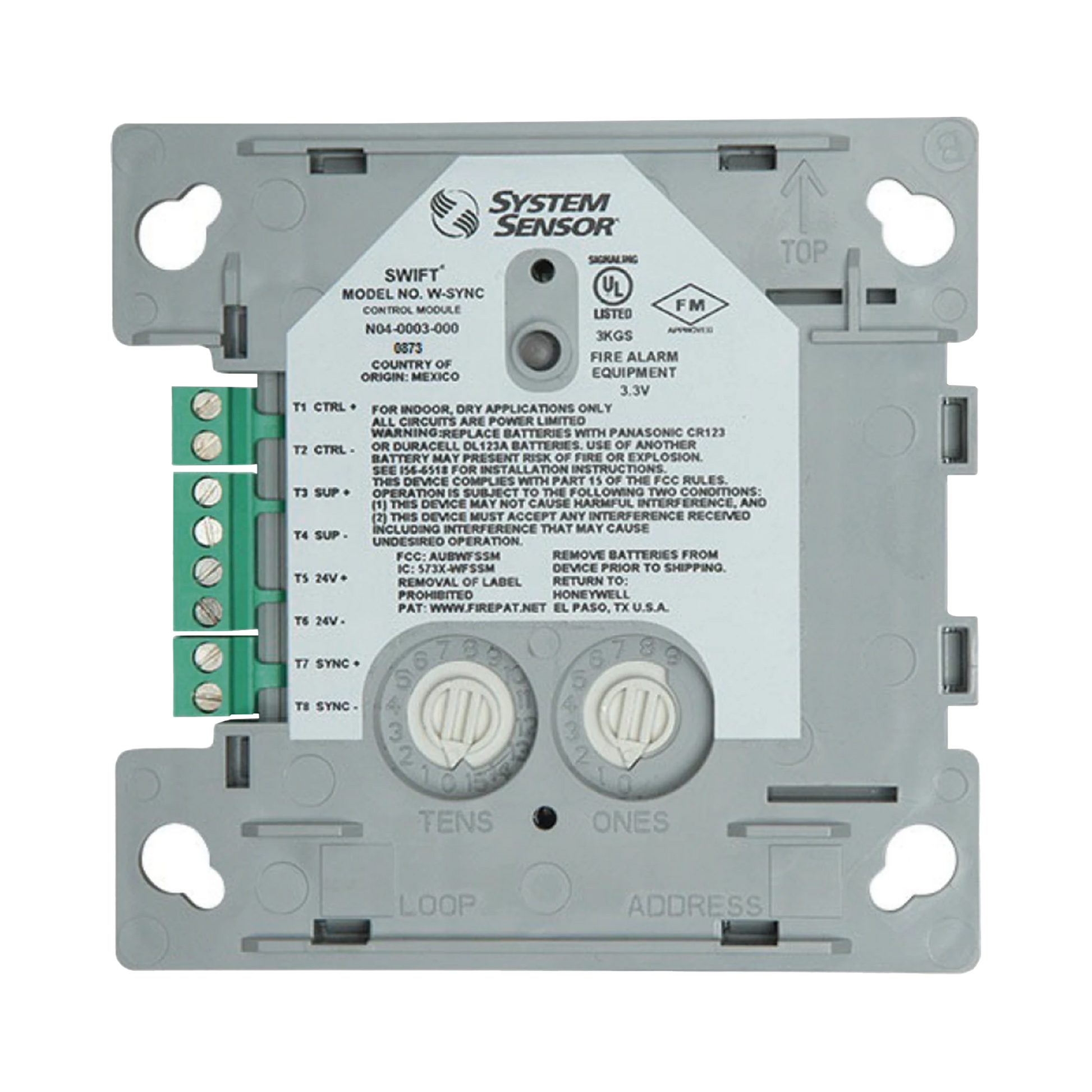 MÓDULO DE SINCRONIZACIÓN INALÁMBRICO / COMPATIBLE CON PANELES NOTIFIER, FIRE-LITE, SILENT KNIGHT Y FARENHYT / INCLUYE BATERÍAS-Accesorios y Dispositivos Direccionables-SYSTEM SENSOR-Bsai Seguridad & Controles