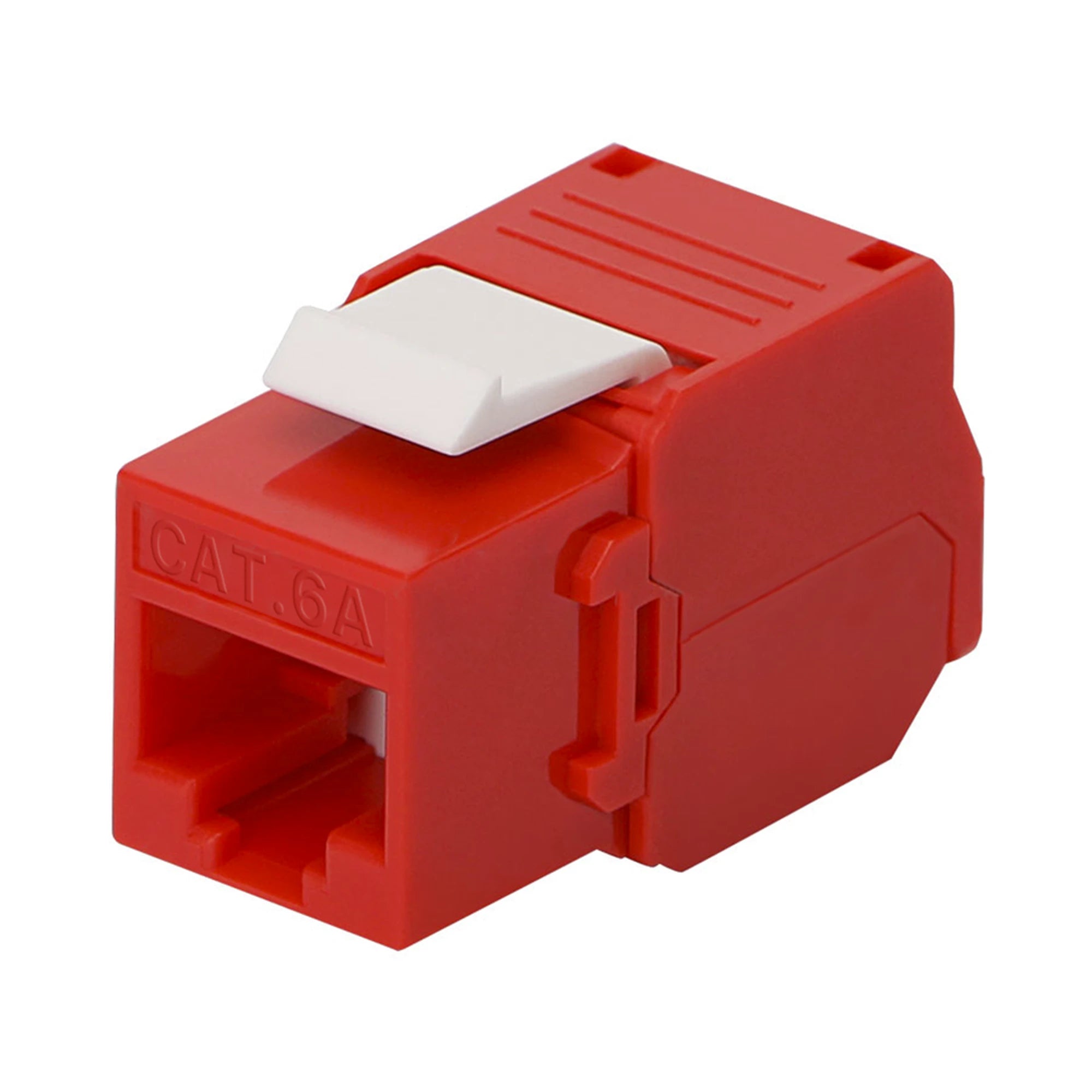 MÓDULO JACK KEYSTONE CAT6A (TOOLLESS), CON TERMINACIÓN EN ÁNGULO 180 º COLOR ROJO, COMPATIBLE CON FACEPLATE Y PATCHPANEL LINKEDPRO-Cableado-LINKEDPRO BY EPCOM-Bsai Seguridad & Controles