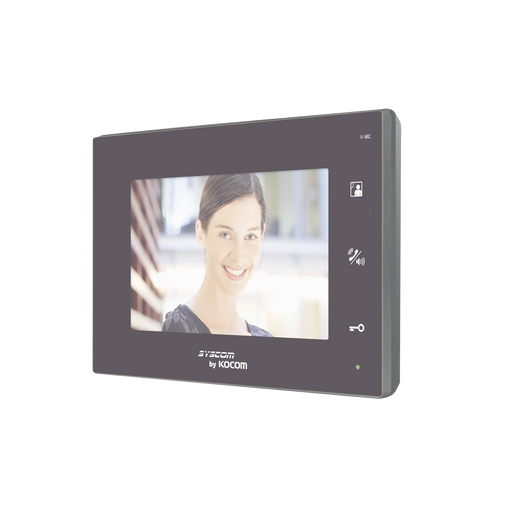 MONITOR ADICIONAL COLOR NEGRO MANOS LIBRES CON PANTALLA LCD A COLOR DE 7"-Porteros-KOCOM-KCV-A374B-Bsai Seguridad & Controles