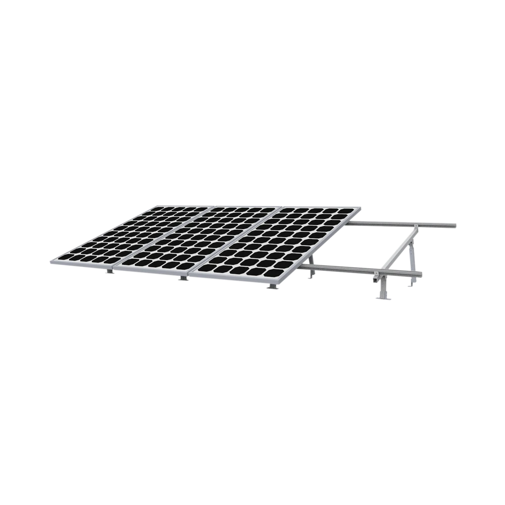 MONTAJE DE ALUMINIO ANODIZADO PARA TECHO O PISO DE CONCRETO DE RÁPIDA INSTALACIÓN LÍNEA PRO, ARREGLO 1X4 MÓDULOS FOTOVOLTAICOS DE ALTA RESISTENCIA AL VIENTO-Montajes para Paneles-EPCOM POWERLINE-Bsai Seguridad & Controles