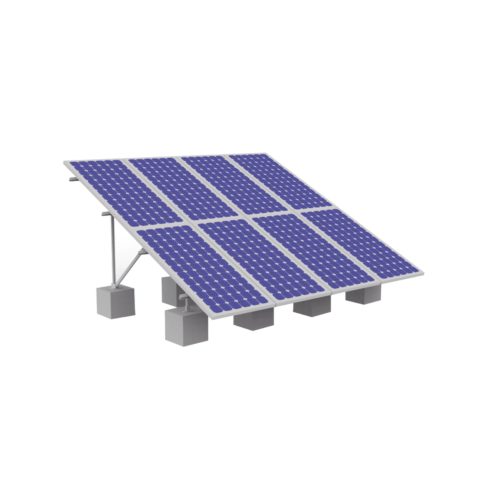 MONTAJE DE ALUMINIO EN TECHO O PISO DE CONCRETO PARA ARREGLO 2 X 4 MÓDULOS FOTOVOLTÁICOS DE 40MM DE ESPESOR-Montajes para Paneles-EPCOM POWERLINE-Bsai Seguridad & Controles