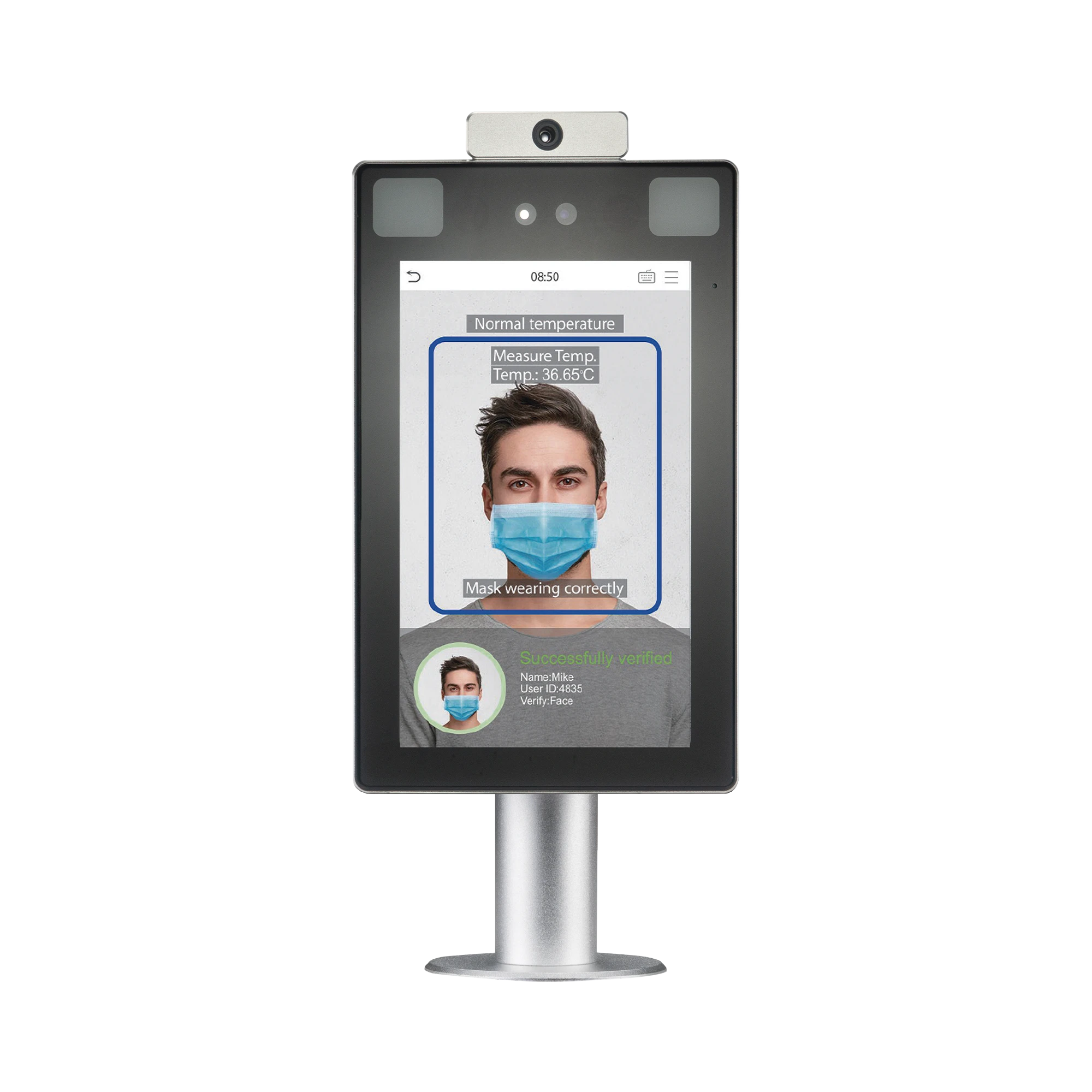 LECTOR DE ROSTROS / DETECCIÓN DE TEMPERATURA CORPORAL / SIN CONTACTO / ACEPTA SELFIES / RECONOCIMIENTO A 2.5 METROS / ADMS GRATIS / MONTAJE DE POSTE-Biometricos-ZKTECO-Bsai Seguridad & Controles