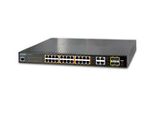 SWITCH ADMINISTRABLE PLANET GS-4210-24PL4C / 28 PUERTOS RJ45 10/100/1000 MBPS / 4 PUERTOS SFP 100/1000 MBPS / 24 PUERTOS CON INYECTOR POE 802.3AT/AF / 1 PUERTO SERIE RS-232 A RJ45 / RECINTO DE METAL / 3 VENTILADORES / VLAN / 520 WATTS / MONTAJE EN RACK.-Switches-PLANET-Bsai Seguridad & Controles
