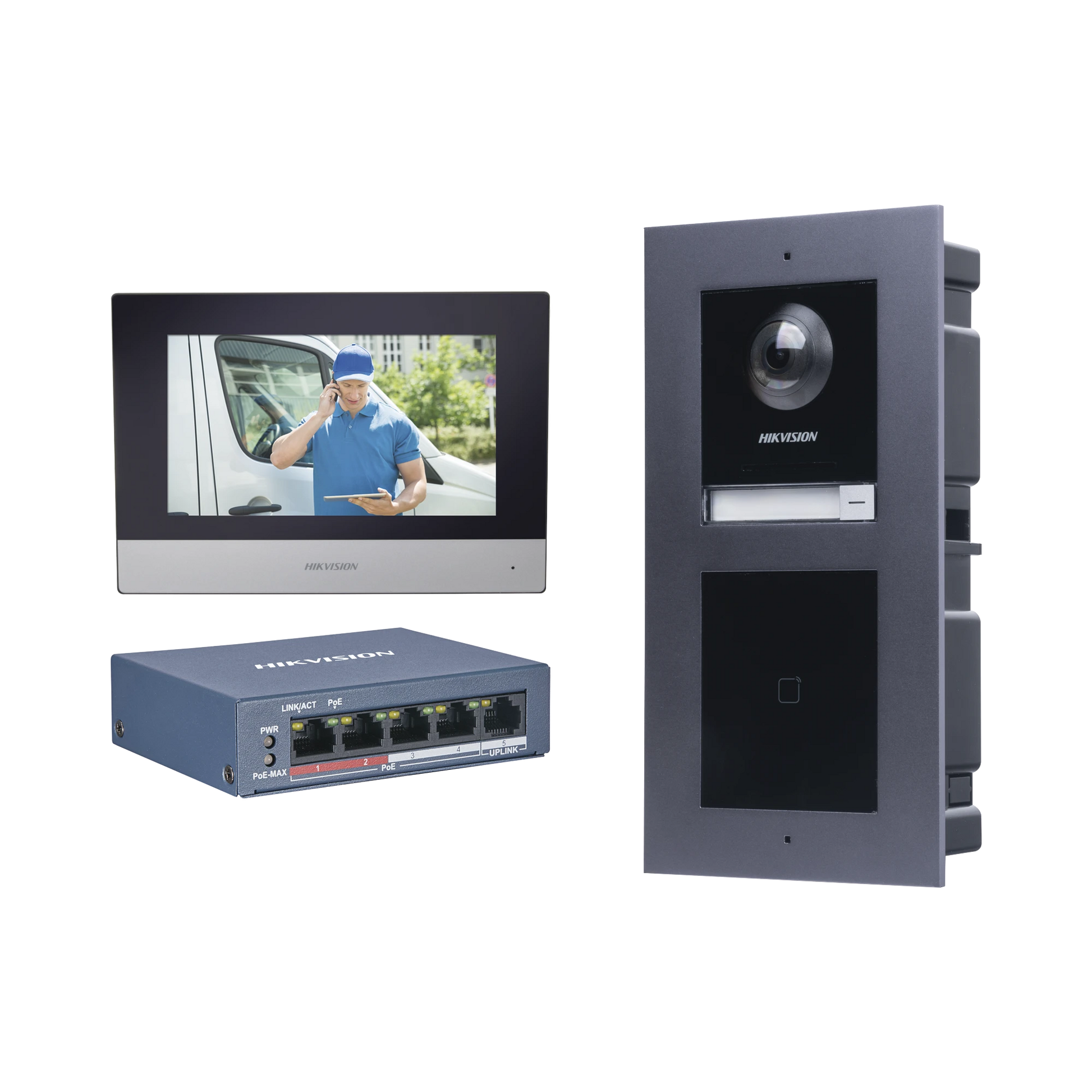 KIT DE VIDEOPORTERO IP CON LLAMADA A APP DE SMARTPHONE Y LECTOR DE TARJETAS EM / 2DA GENERACIÓN (MODULAR) / MONTAJE PARA EMPOTRAR INCLUIDO-Porteros-HIKVISION-Bsai Seguridad & Controles