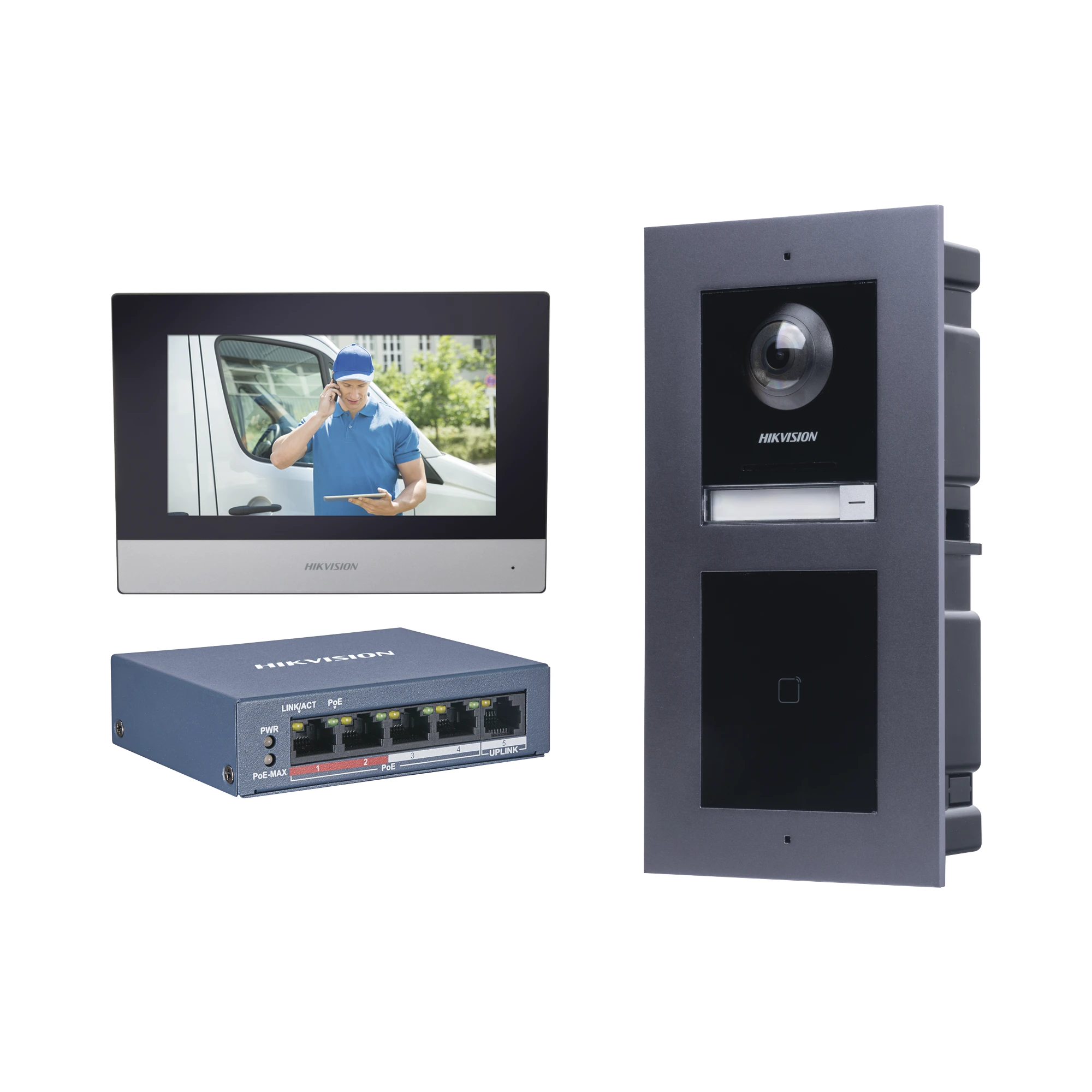 KIT DE VIDEOPORTERO IP CON LLAMADA A APP DE SMARTPHONE Y LECTOR DE TARJETAS EM / 2DA GENERACIÓN (MODULAR) / MONTAJE PARA EMPOTRAR INCLUIDO-Porteros-HIKVISION-Bsai Seguridad & Controles