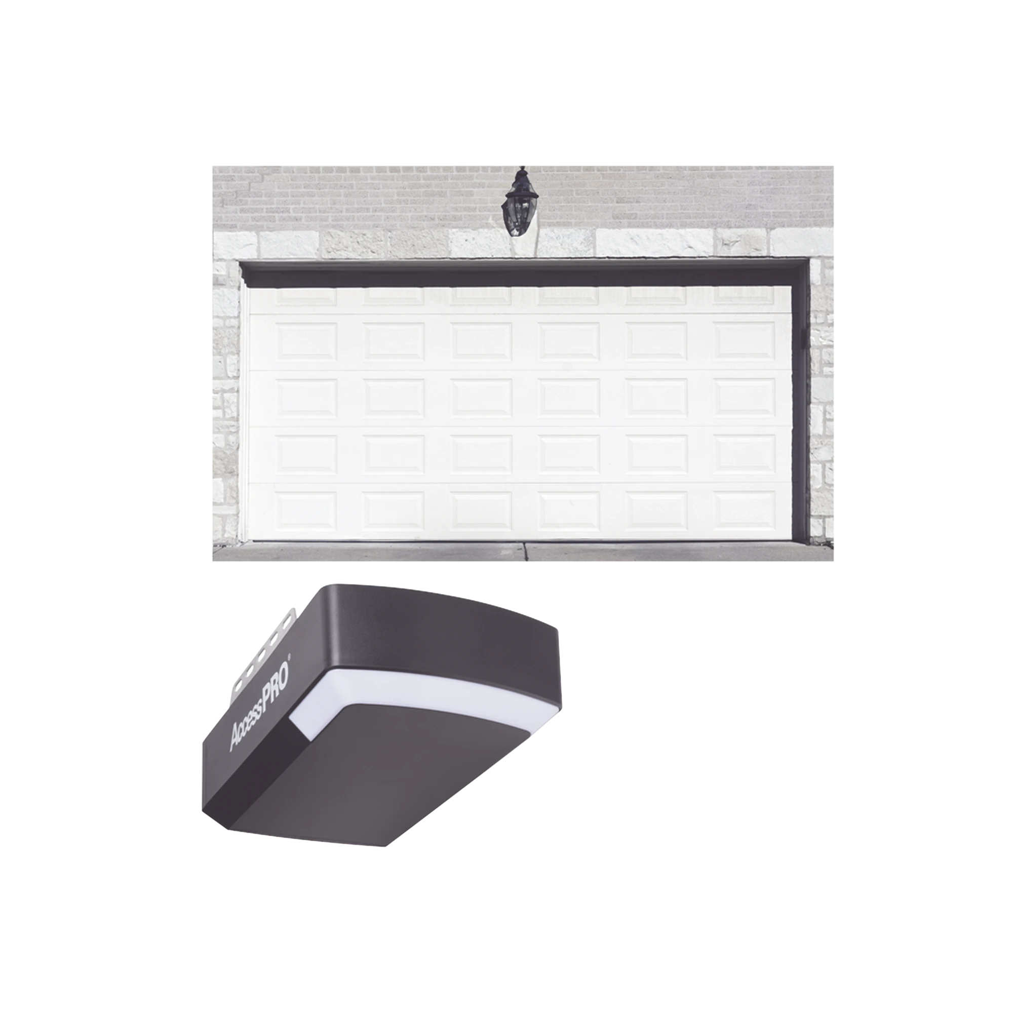 KIT COMPLETO PUERTA GARAGE207SC / CUADRO CORTO / COLOR BLANCO / INSULADA / INCLUYE MOTOR FS1000APP / 1/2HP / FUERTE/SILENCIOSO/LUZ LED/MOTOR DC .-Acceso Vehicular-ACCESSPRO-Bsai Seguridad & Controles