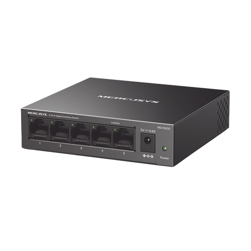SWITCH NO ADMINISTRABLE / PARA ESCRITORIO / CARCASA DE METAL / 5 PUERTOS 10/100/1000 MBPS / DISEÑO COMPACTO / PLUG AND PLAY-Networking-Mercusys-MS105GS-Bsai Seguridad & Controles