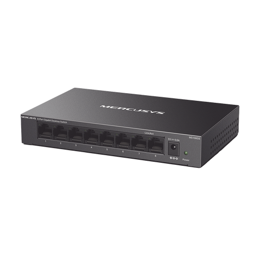 SWITCH NO ADMINISTRABLE / PARA ESCRITORIO / CARCASA DE METAL / 8 PUERTOS 10/100/1000 MBPS / DISEÑO COMPACTO / PLUG AND PLAY-Networking-Mercusys-MS108GS-Bsai Seguridad & Controles