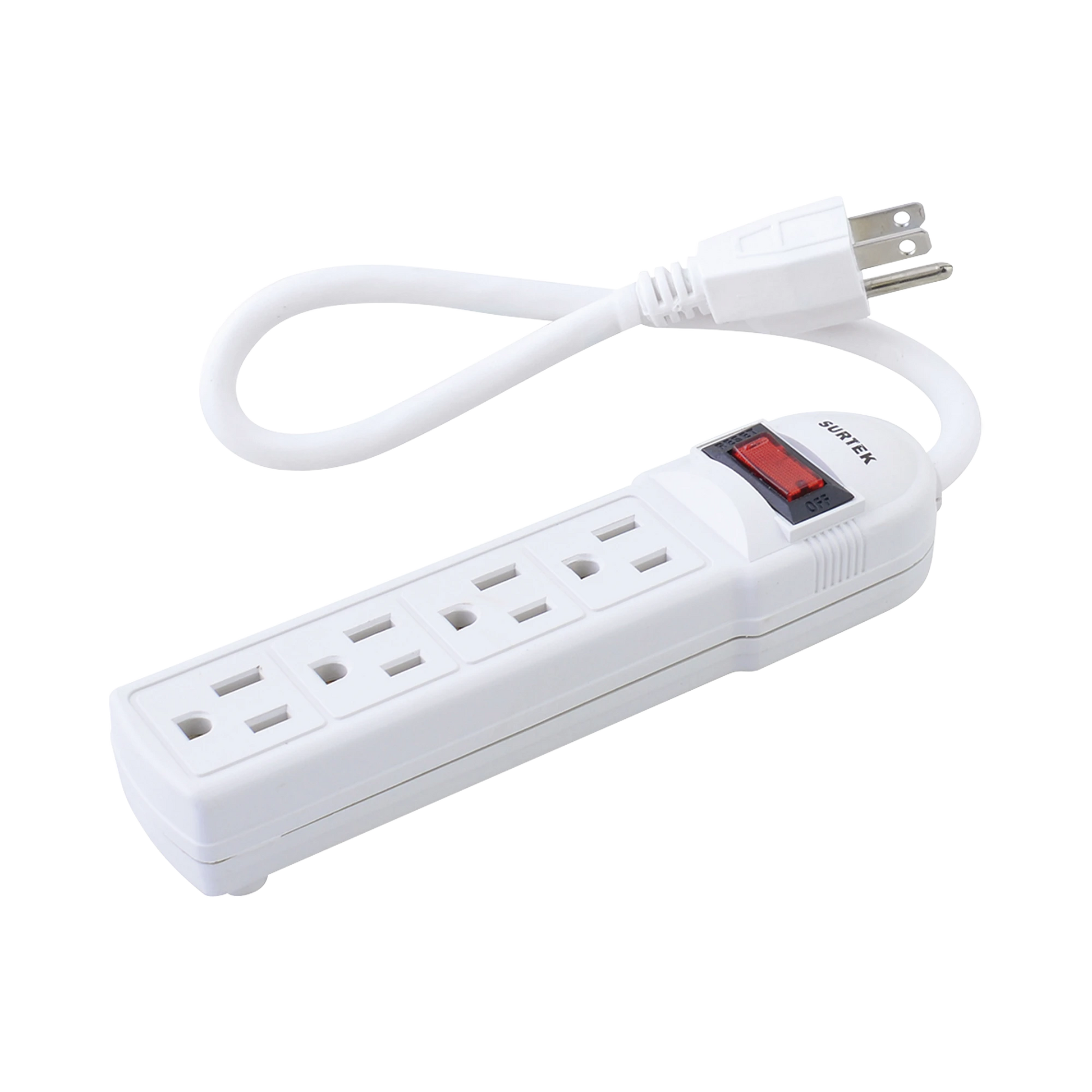 MULTICONTACTO CON CABLE 30 CM. 4 TOMAS 127 VCA LÍNEA, TIERRA, NEUTRO 15 A MAX.-Herramientas-SURTEK-Bsai Seguridad & Controles