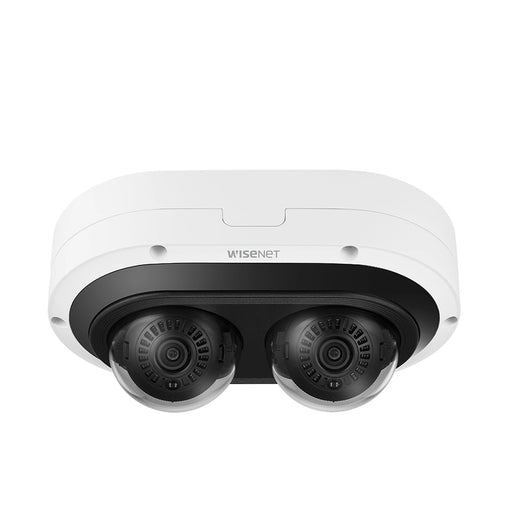 CAMARA IP MULTI-SENSOR MULTI-DIRECCIONAL / 2 CANALES DE 6MP / H.265 + WISESTREAM II / WDR 120DB / EXTERIOR IP67 / IK10 / NEMA4X-Cámaras IP-Hanwha Techwin Wisenet-PNM-7082RVD-Bsai Seguridad & Controles