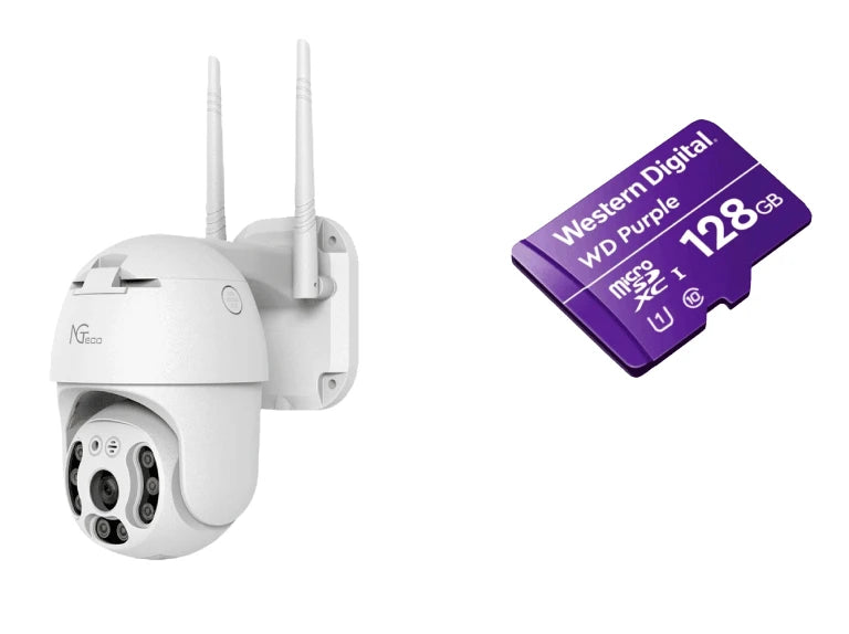 NGTECO NGC4200PAK - PAQUETE DE CÁMARA NGC4200 IP PTZ WIFI 3MP CON MEMORIA DE 128GB MICRO SDXC/ LINEA PURPLE/ CLASE 10 U1-WiFi (Inalámbricas)-ZKTECO-Bsai Seguridad & Controles
