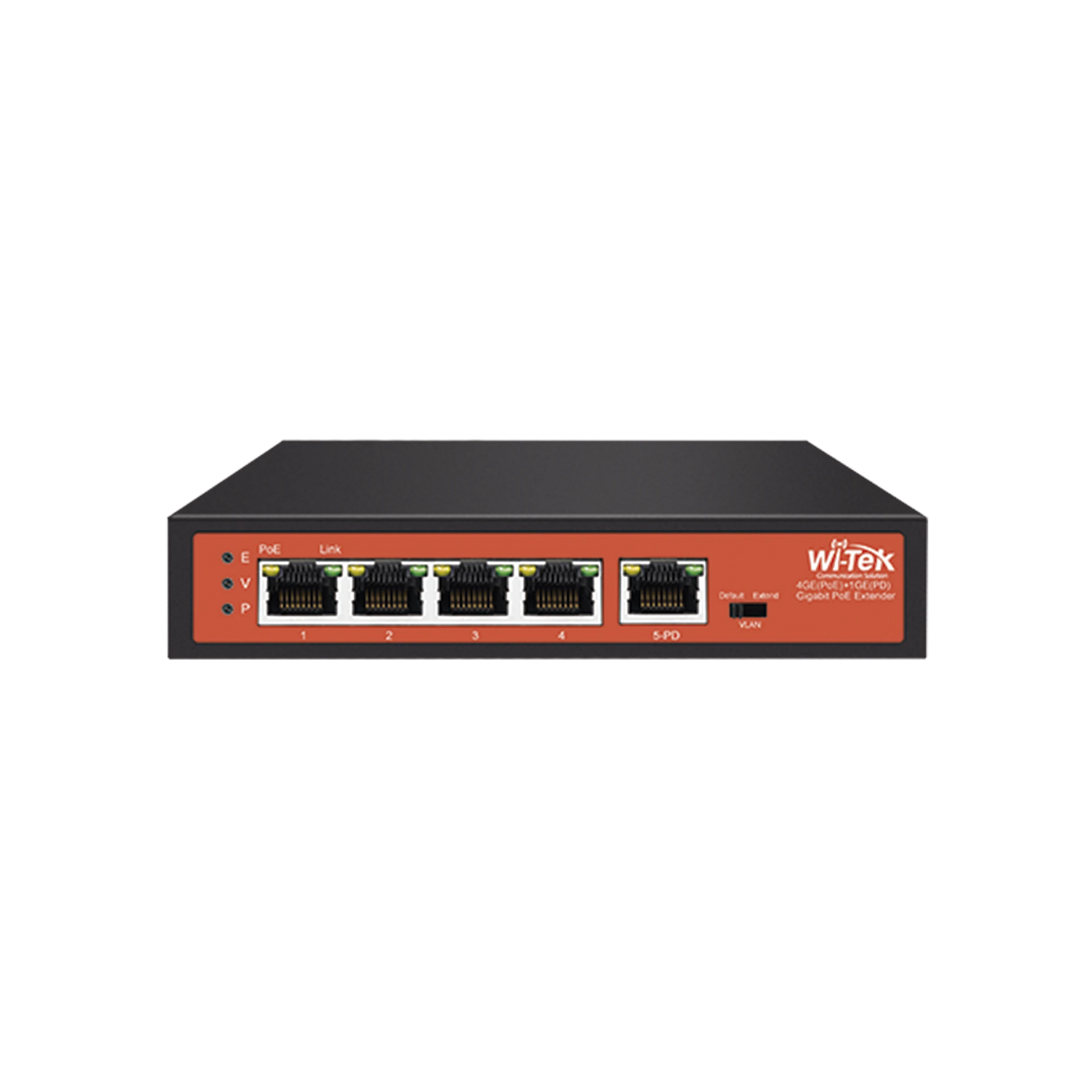 EXTENSOR POE / ENTRADA HASTA 90 W / 4 PUERTOS GIGABIT POE SALIDA 802.3 AF/AT / EXTENSOR POE HASTA 250 M / NO ADMINISTRABLE-Networking-WI-TEK-Bsai Seguridad & Controles