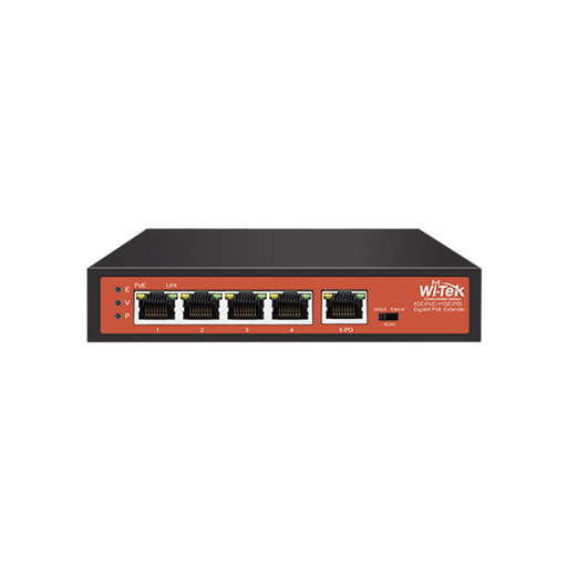 EXTENSOR POE / ENTRADA HASTA 90 W / 4 PUERTOS GIGABIT POE SALIDA 802.3 AF/AT / EXTENSOR POE HASTA 250 M / NO ADMINISTRABLE-Networking-WI-TEK-WIPE51G-Bsai Seguridad & Controles