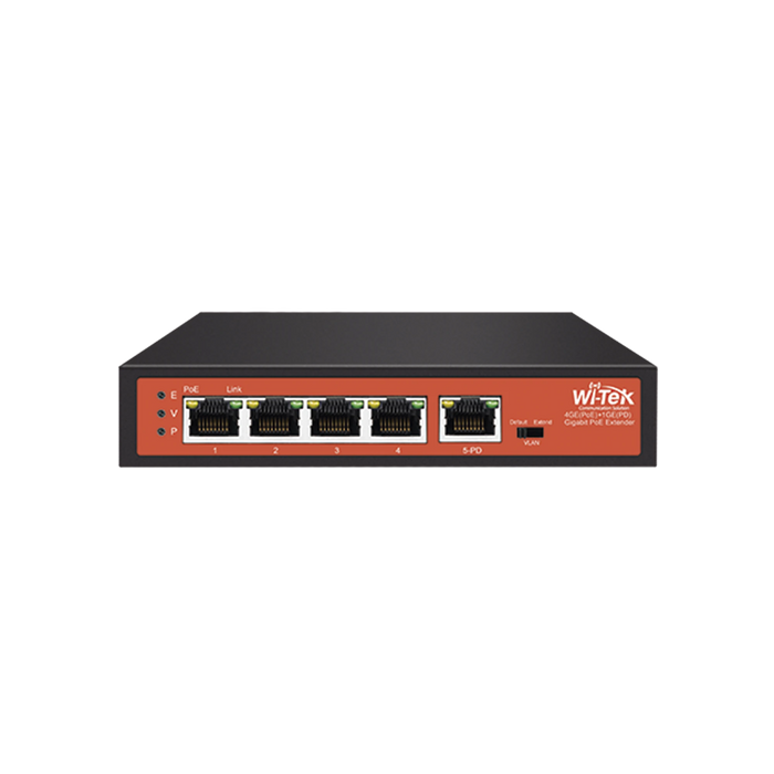 EXTENSOR POE / ENTRADA HASTA 90 W / 4 PUERTOS GIGABIT POE SALIDA 802.3 AF/AT / EXTENSOR POE HASTA 250 M / NO ADMINISTRABLE-Networking-WI-TEK-WIPE51G-Bsai Seguridad & Controles