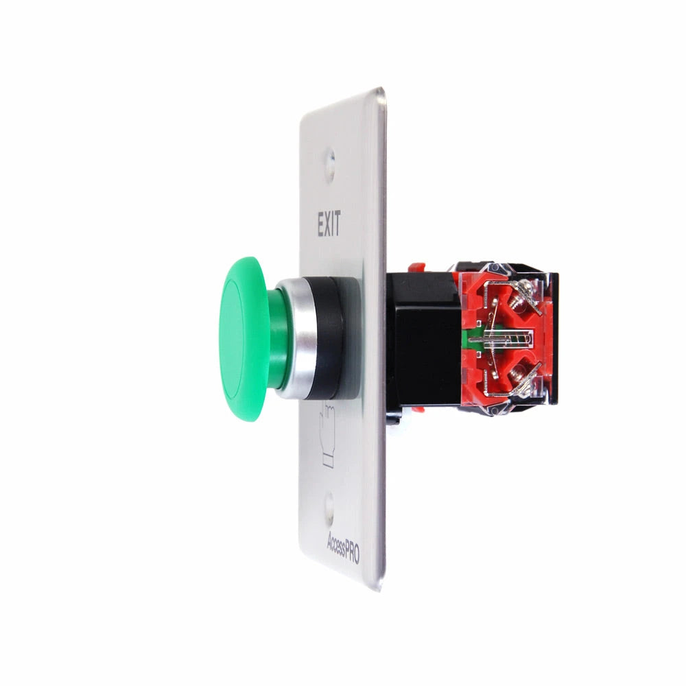 BOTÓN TIPO HONGO COLOR VERDE / NO, NC, COM-Acceso-ACCESS PRO-Bsai Seguridad & Controles