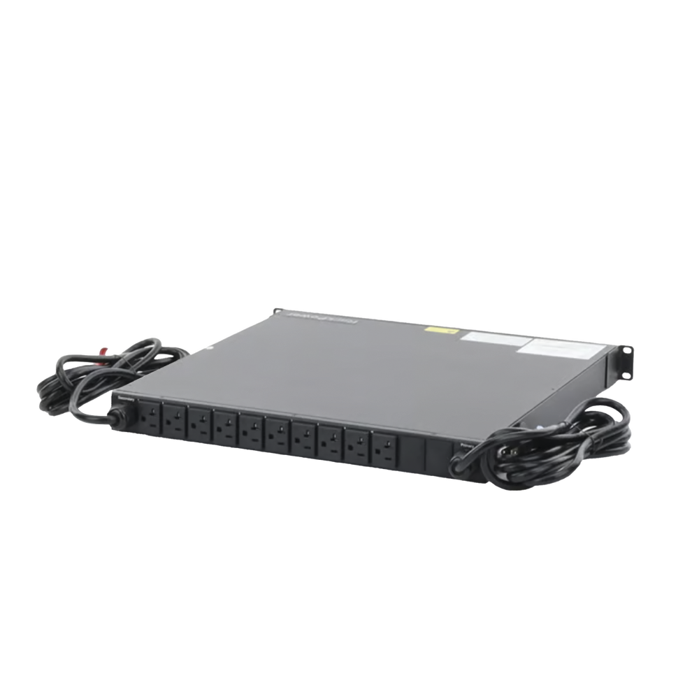 PDU MONITOREABLE DE TRANSFERENCIA AUTOMÁTICA ATS (FUENTE REDUNDANTE), CON 10 SALIDAS 5-15R, ENCHUFES DE ENTRADA L5-15P, INSTALACIÓN HORIZONTAL DE 19IN, 1UR, 15 AMP, 120 VCA-PDU-HOFFMAN-Bsai Seguridad & Controles