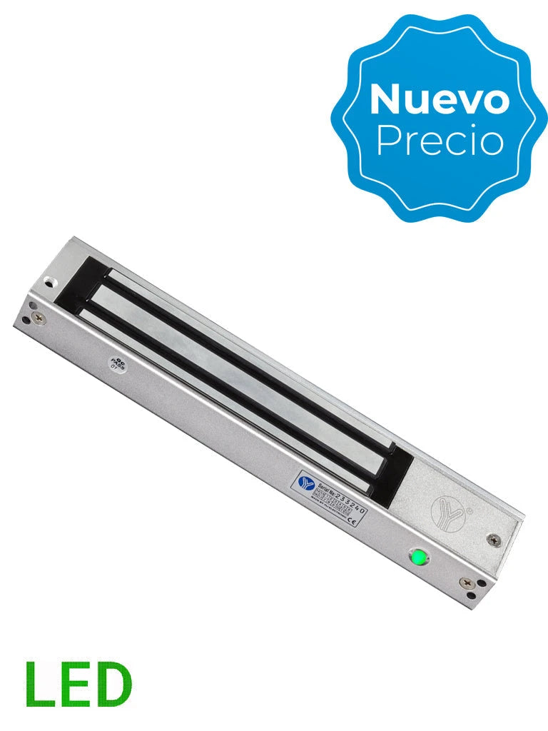 YLI YM280NLED - CHAPA MAGNÉTICA DE 280 KG CON INDICADOR LED DE APERTURA Y CIERRE / 600 LB / VOLTAJE DUAL / PARA PUERTAS DE MADERA, VIDRIO Y METÁLICAS/ #NUEVOPRECIO-Magnética-YLI ELECTRONIC-Bsai Seguridad & Controles