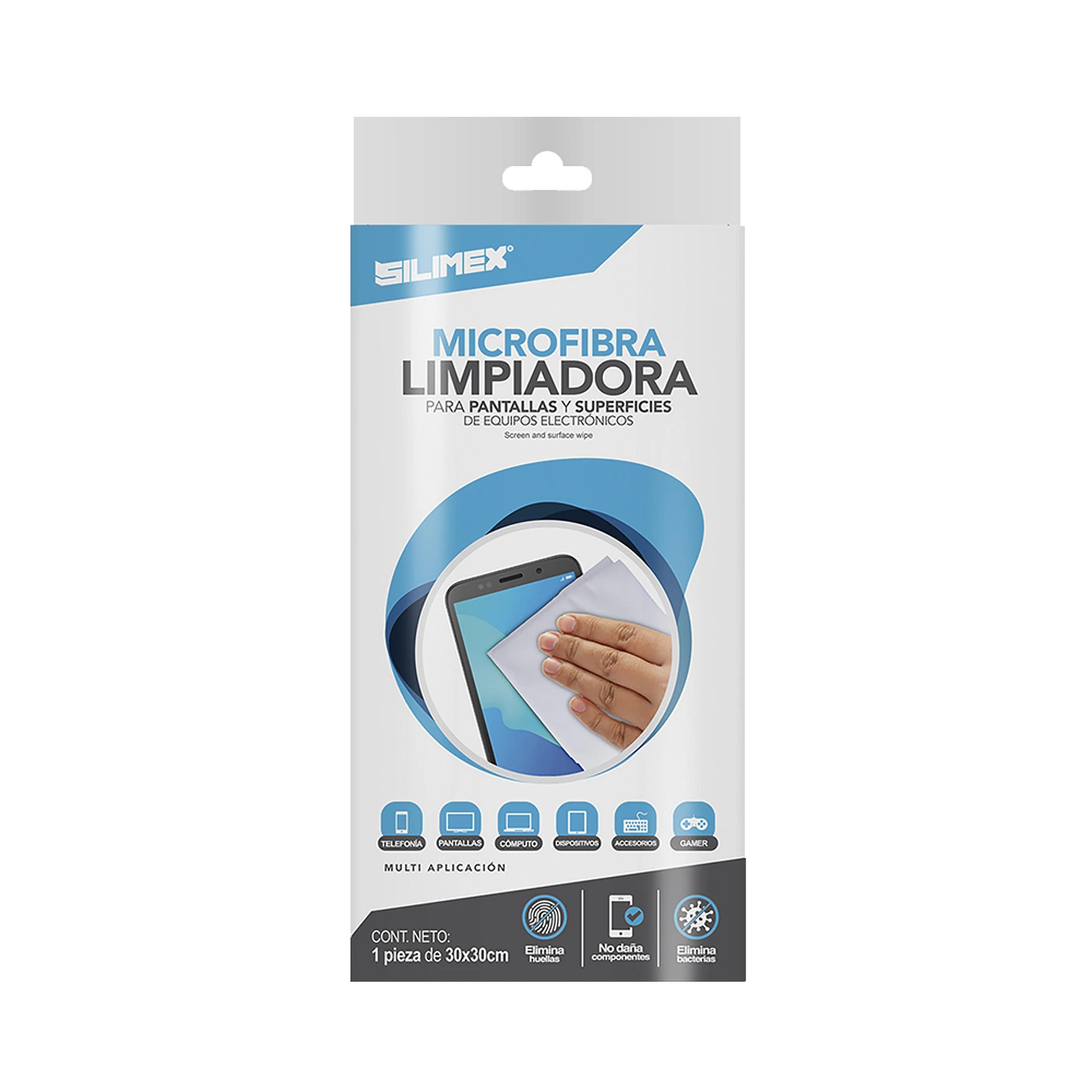 TOALLITA SECA ELECTROSTÁTICA DE 30 X 30 CM, AUXILIAR EN LA LIMPIEZA DE SUPERFICIES Y/O PANTALLAS DE EQUIPOS DE COMPUTO Y APARATOS ELECTRÓNICOS, FIBRA ÓPTICA, LIMPIA SIN RAYAR, NO DAÑA SUPERFICIES DELICADAS-Cableado de Cobre-SILIMEX-Bsai Seguridad & Controles