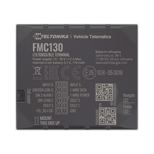 PROFESIONAL RASTREADOR VEHICULAR (GPS) 4G LTE CAT 1 Y 2G / IDENTIFICACIÓN DE CONDUCTORES / BLOQUEO REMOTO / DETECCIÓN DE JAMMER / SENSORES BLUETOOTH / MÚLTIPLES I/O-IoT, GPS y Telemática-TELTONIKA-FMC130-Bsai Seguridad & Controles