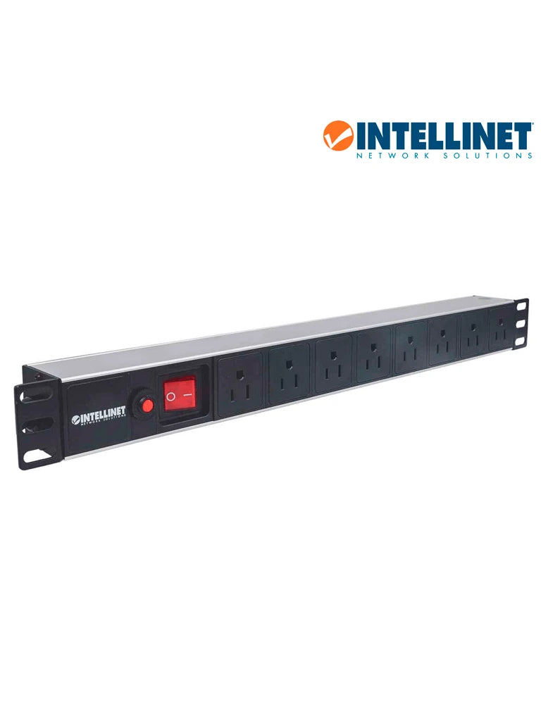 INTELLINET 713993- BARRA PDU / 8 CONT. GAB/RACK 19"/ 1U/ CONTRA SOBRECARGA / ON/OFF-Barras Multiconectores-INTELLINET-Bsai Seguridad & Controles