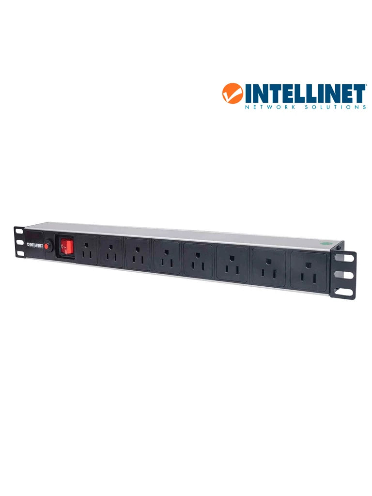 INTELLINET 713993- BARRA PDU / 8 CONT. GAB/RACK 19"/ 1U/ CONTRA SOBRECARGA / ON/OFF-Barras Multiconectores-INTELLINET-Bsai Seguridad & Controles