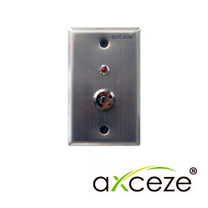 SWITCH TIPO LLAVE AXCEZE AX-K40 TIPO SEGURIDAD ON/OFF SPDT CON 2 LLAVES E INDICADOR CON LUZ ROJA.-Tarjetas y Botones-AXCEZE-Bsai Seguridad & Controles