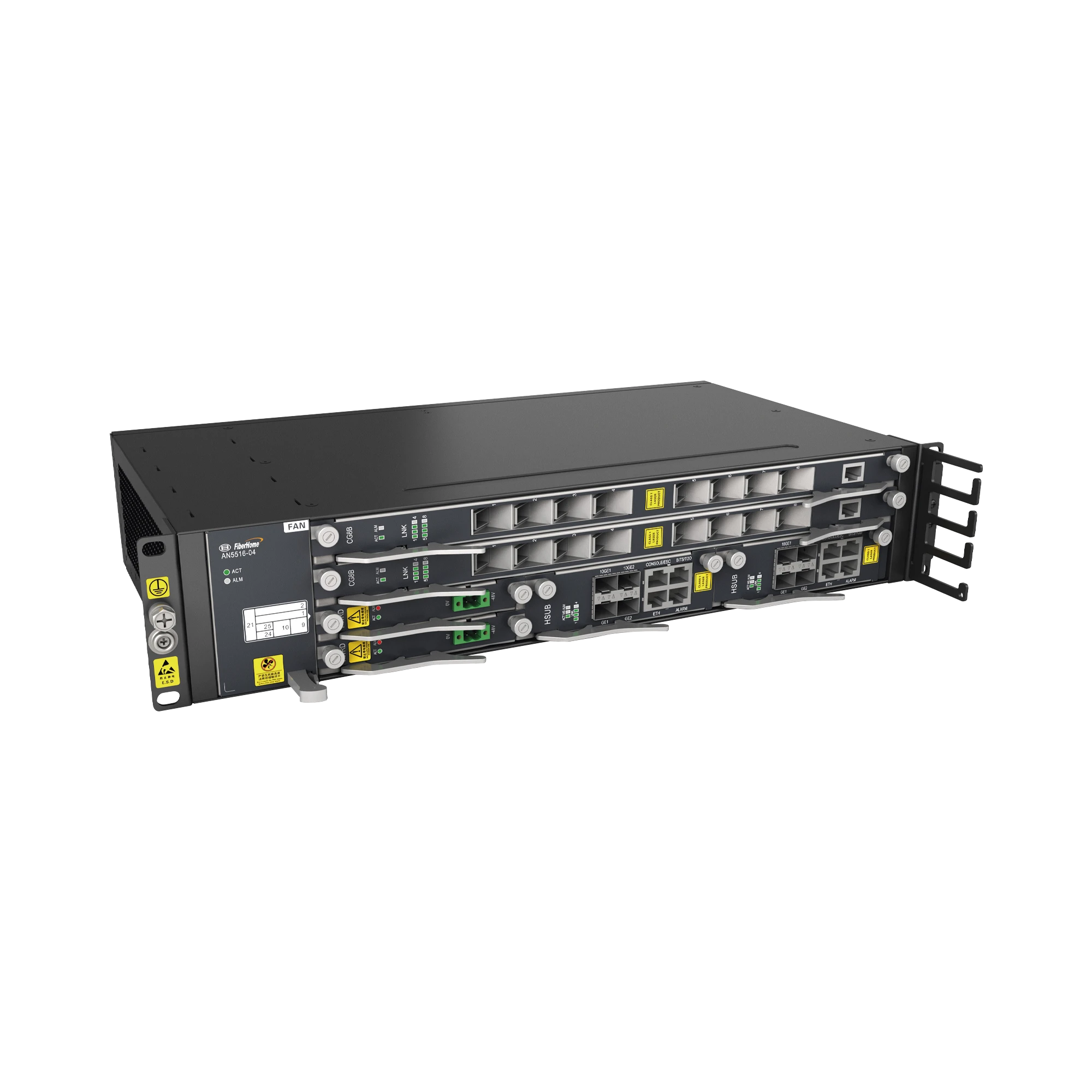 OLT CARRIER CLASS MODULAR GPON CON 2 TAJETAS DE SERVICIO GCOB + 2 FUENTES PWRD (-48VCD), HASTA 32 PUERTOS GPON, 2UR-Redes FTTH/PON-FIBERHOME-Bsai Seguridad & Controles