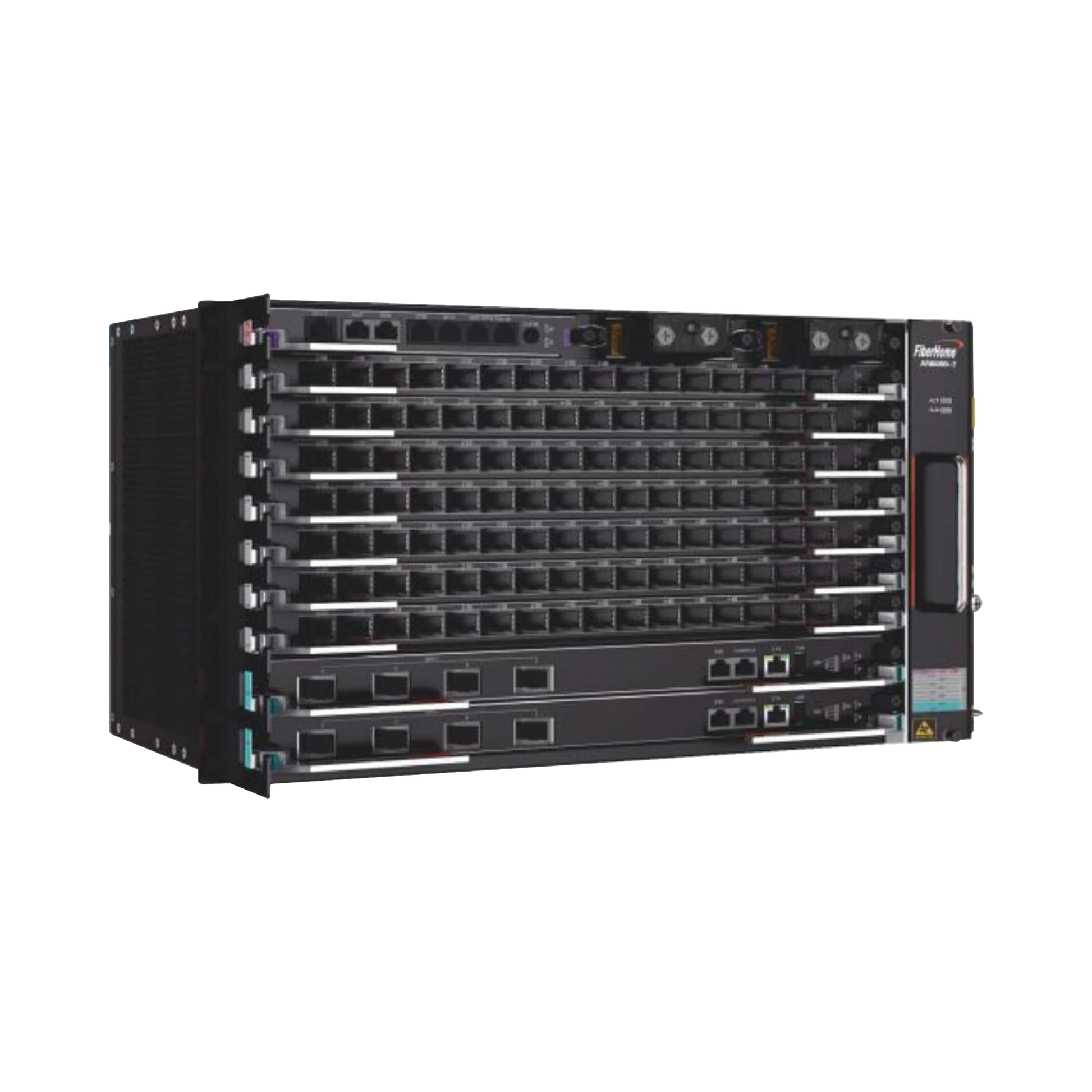 OLT CARRIER CLASS MODULAR GPON, 6 RANURAS DE SERVICIO, 1 TARJETA DE SERVICIO 16 PUERTOS GPON, CRECIMIENTO HASTA 96 PUERTOS GPON, 6 UR-Redes FTTH/PON-FIBERHOME-Bsai Seguridad & Controles