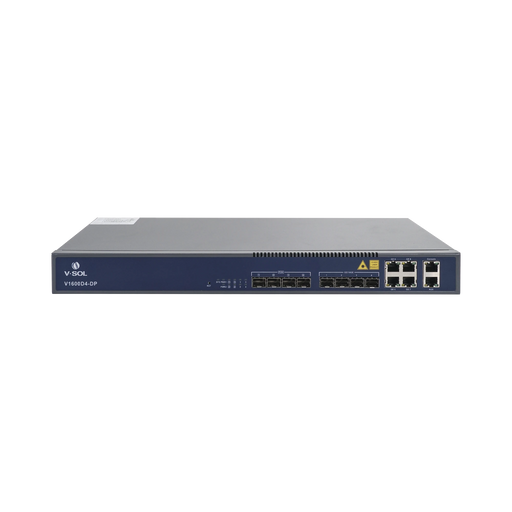 OLT DE 4 PUERTOS EPON CON 8 PUERTOS UPLINK (4 PUERTOS GIGABIT ETHERNET + 4 PUERTOS GIGABIT ETHERNET SFP) , HASTA 256 ONUS,-Redes FTTH/PON-V-SOL-V1600D4-DP-Bsai Seguridad & Controles