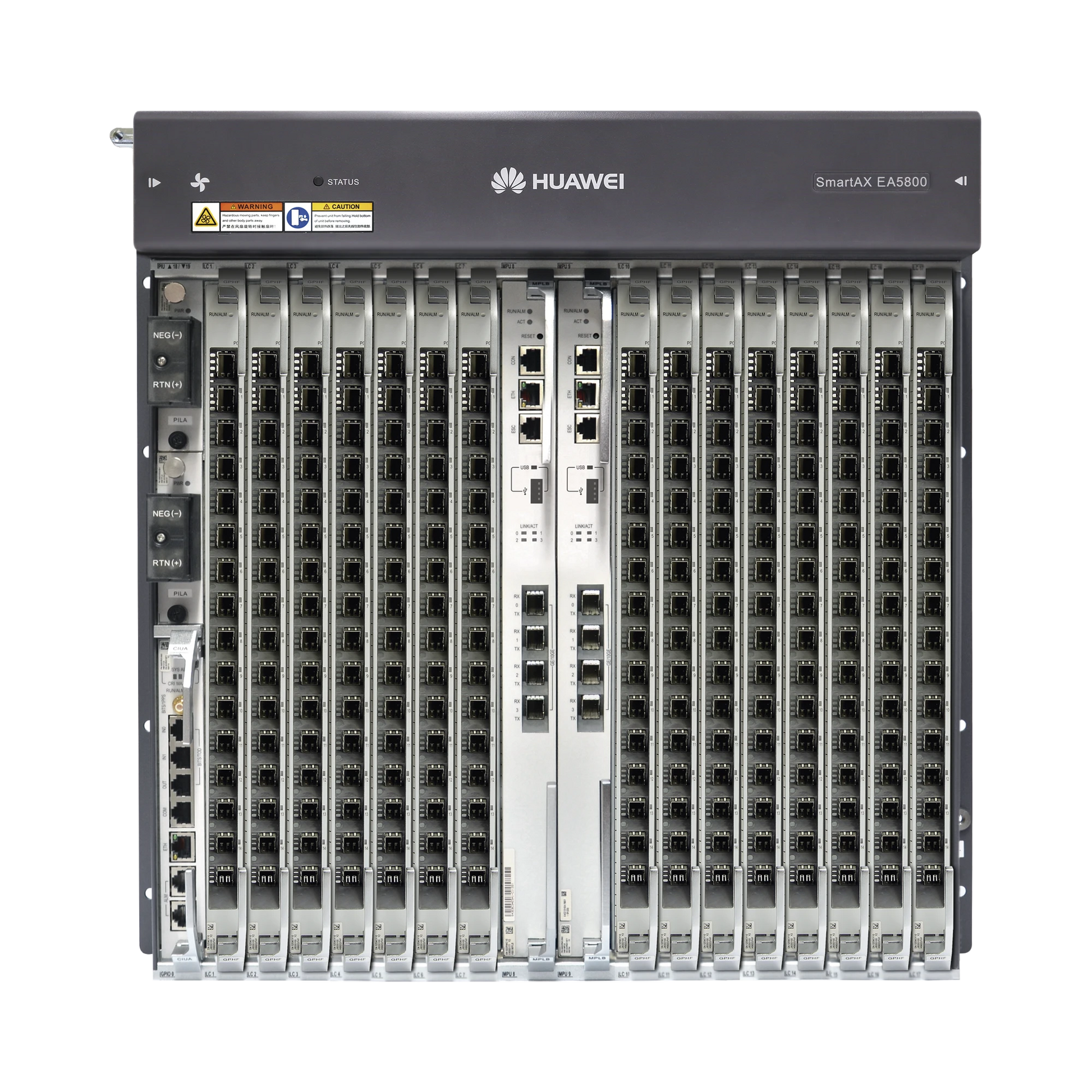 OLT GPON CARRIER CLASS CON 1 TARJETA DE 16 PUERTOS GPON, 15 RANURAS, 2 FUENTES DE ALIMENTACIÓN DC, 11 UR-Redes FTTH/PON-HUAWEI-Bsai Seguridad & Controles