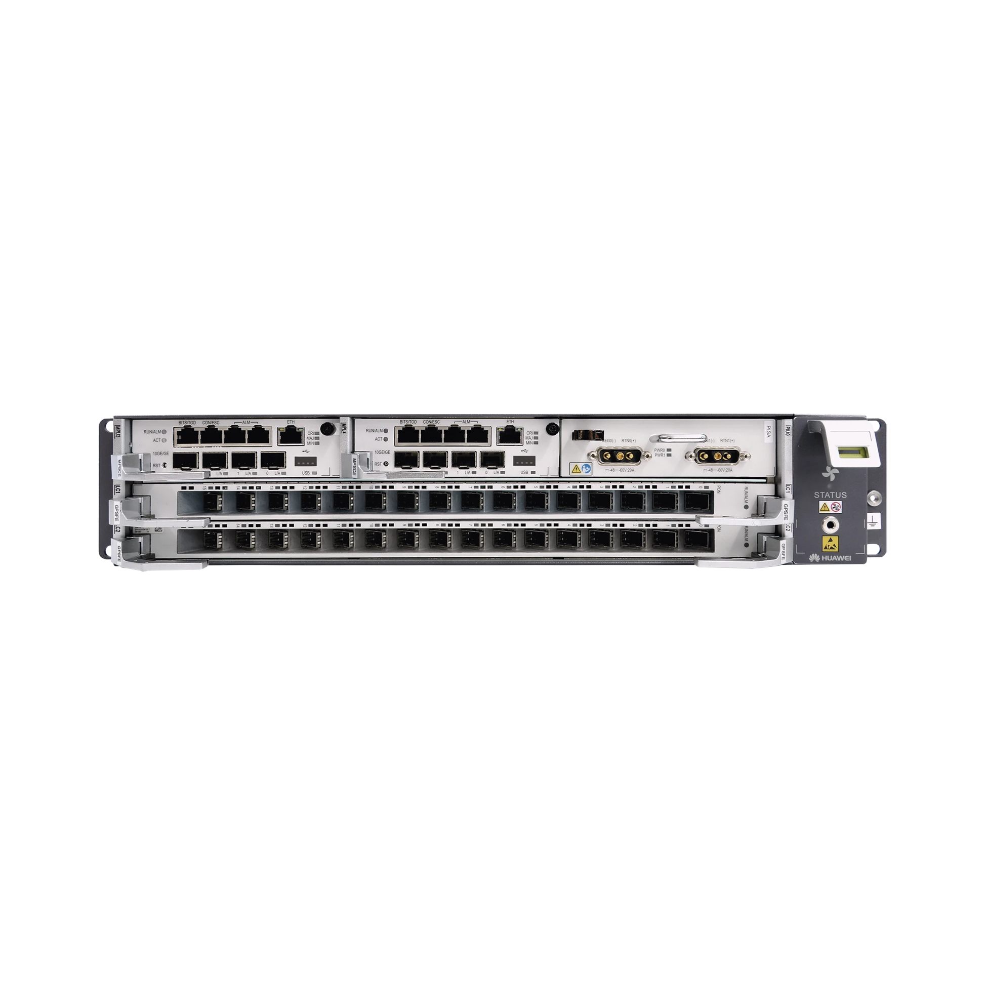 OLT GPON OPTIXACCESS CARRIER CLASS CON 1 TARJETA DE 16 PUERTOS GPON, 2 RANURAS, 1 FUENTE DE ALIMENTACIÓN AC, 2 UR-Redes FTTH/PON-HUAWEI-Bsai Seguridad & Controles