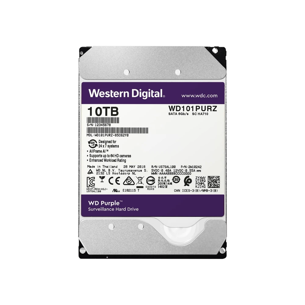 DISCO DURO WD DE 10TB / 7200RPM / OPTIMIZADO PARA VIDEOVIGILANCIA-Almacenamiento-WESTERN DIGITAL (WD)-Bsai Seguridad & Controles