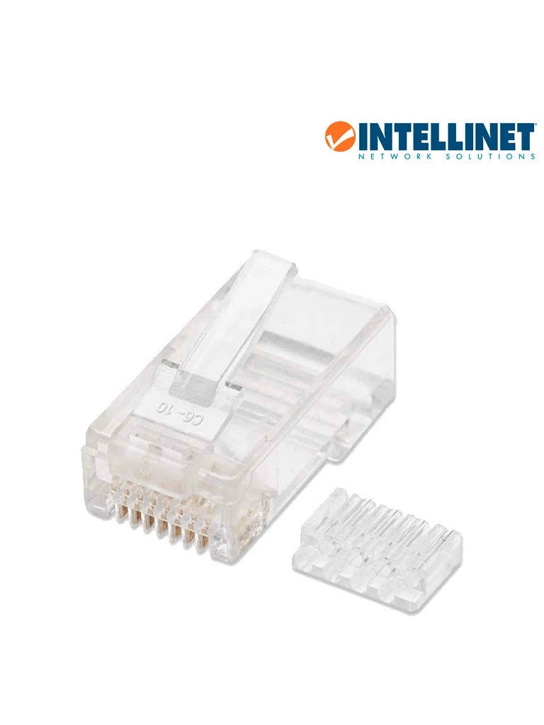 INTELLINET 503006 - PLUG RJ45 CAT6 SOLIDO UTP / BOTE 100 PIEZAS / ORO 15-MICRAS-Jacks y Plugs-INTELLINET-Bsai Seguridad & Controles