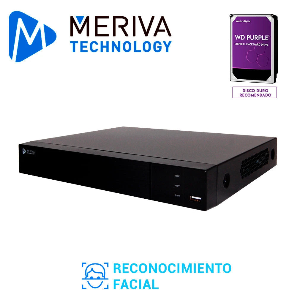 NVR FACE RECOGNITION/VIDEO INTELLIGENT/H.265 8CH POE 8MP 2DD/HDMI 4K + VGA/ONVIF/ MERIVA TECHNOLOGY MAIN-0808/P2P CLOUD N9000-Nvrs-MERIVA TECHNOLOGY-Bsai Seguridad & Controles