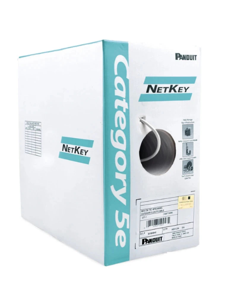 PANDUIT NUC5C04IG-CE- BOBINA DE CABLE UTP 305 M. DE COBRE, NETKEY, GRIS CLARO, CATEGORÍA 5E (24 AWG), PVC (CM), DE 4 PARES-Cable-PANDUIT-Bsai Seguridad & Controles