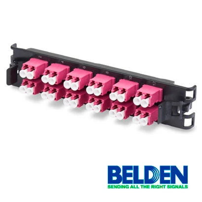 PANEL DE FIBRA BELDEN FF4X06LD 6 ADAPTADORES LC 12 HILOS MULTIMODO OM4 COMPATIBLE LINEA ECX-Cable de Fibra Optica-BELDEN-Bsai Seguridad & Controles