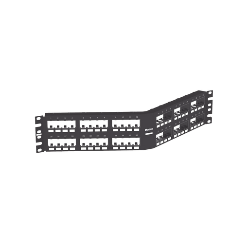 PANEL DE PARCHEO MODULAR MINI-COM (SIN CONECTORES), ANGULADO INSTALACIÓN LA RAS, SIN BLINDAJE, DE 48 PUERTOS, 2UR-Patch Panels-PANDUIT-CPPA48FMWBLY-Bsai Seguridad & Controles