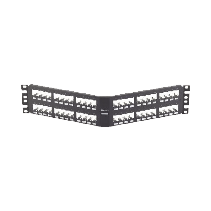 PANEL DE PARCHEO MODULAR MINI-COM (SIN CONECTORES), ANGULADO, TOTALMENTE BLINDADO, DE 48 PUERTOS, 2UR-Patch Panels-PANDUIT-CPA48BLY-Bsai Seguridad & Controles