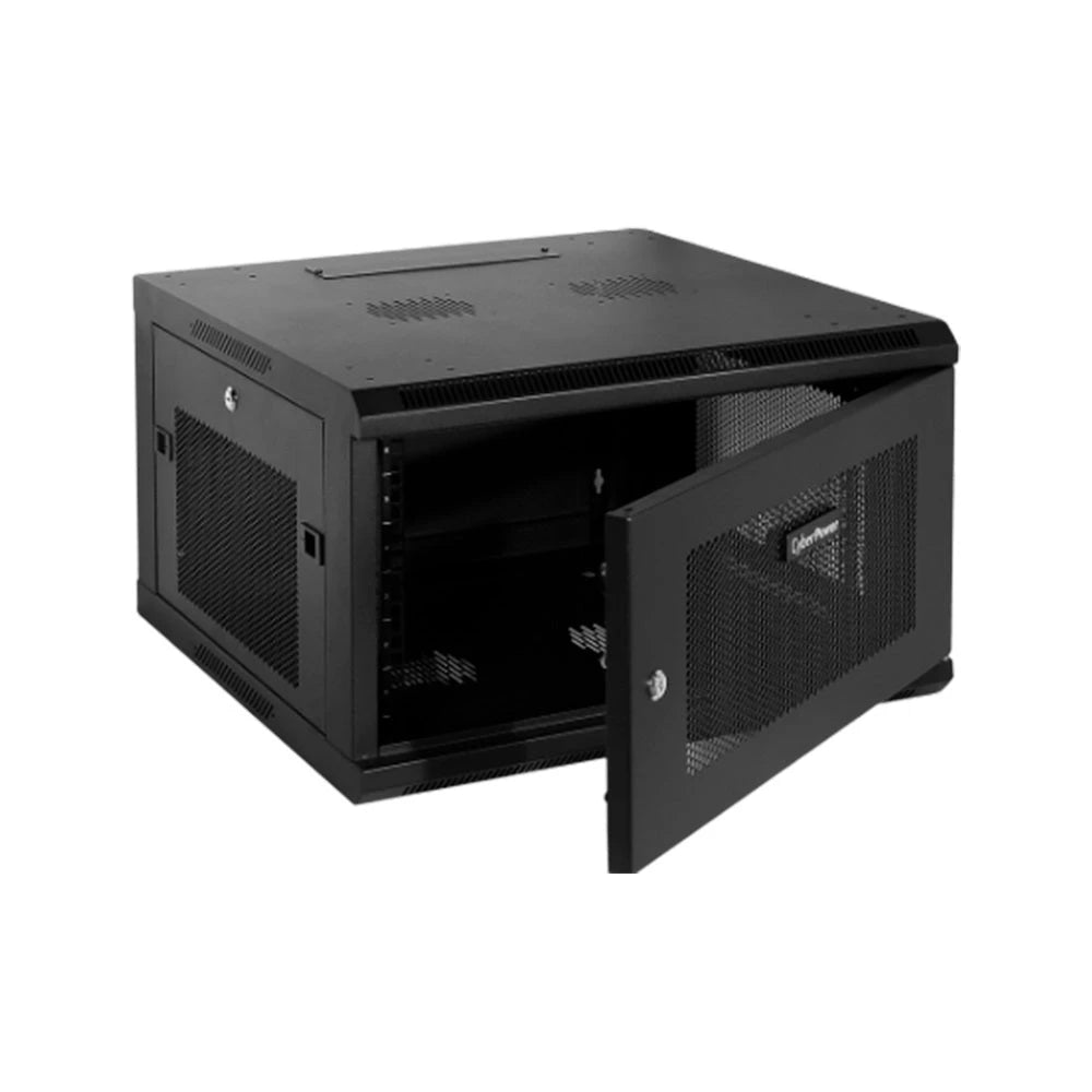 GABINETE DE MONTAJE EN PARED DE 6U Y 19 PULGADAS CYBERPOWER CR6U61001 600 MM DE ANCHO, 600 MM DE PROFUNDIDAD, PUERTA DE METAL CON PERFORADO HEXAGONAL, PANELES LATERALES, PUERTAS / PANELES CON CERRADURA, NEGRO, CAPACIDAD DE CARGA DE 60 KG (132 LB), GAR...-Racks y Gabinetes-CYBERPOWER-Bsai Seguridad & Controles
