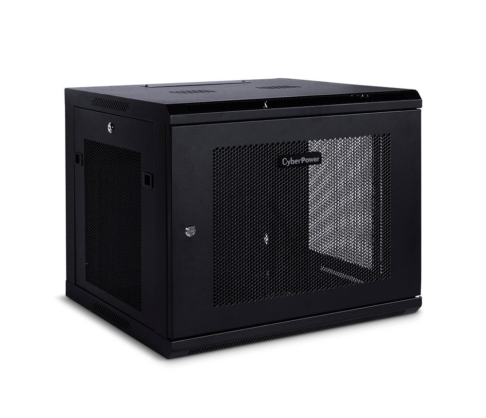 GABINETE DE MONTAJE EN PARED DE 9U Y 19 PULGADAS CYBERPOWER CR9U61001 600 MM DE ANCHO, 600 MM DE PROFUNDIDAD, PUERTA DE METAL CON PERFORADO HEXAGONAL, PANELES LATERALES, PUERTAS / PANELES CON CERRADURA, NEGRO, CAPACIDAD DE CARGA DE 60 KG (132 LB), GARA...-Racks y Gabinetes-CYBERPOWER-Bsai Seguridad & Controles