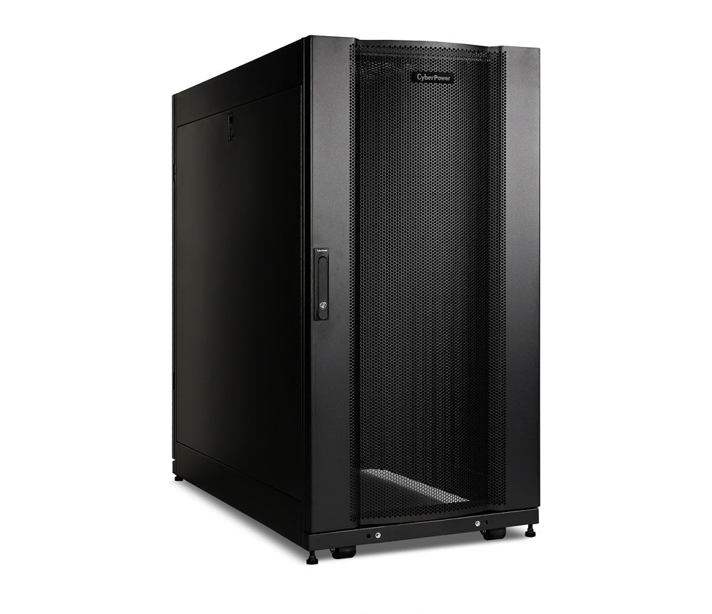 GABINETE DE 24U Y 19 PULGADAS CYBERPOWER CR24U11001 600 MM DE ANCHO, 1070 MM DE PROFUNDIDAD, PUERTA DE METAL CON PERFORADO HEXAGONAL, PANELES LATERALES, PUERTAS / PANELES LATERALES CON CERRADURA, NEGRO, CON RUEDAS, CAPACIDAD DE CARGA DE 1365KG (3000LB)...-Racks y Gabinetes-CYBERPOWER-Bsai Seguridad & Controles