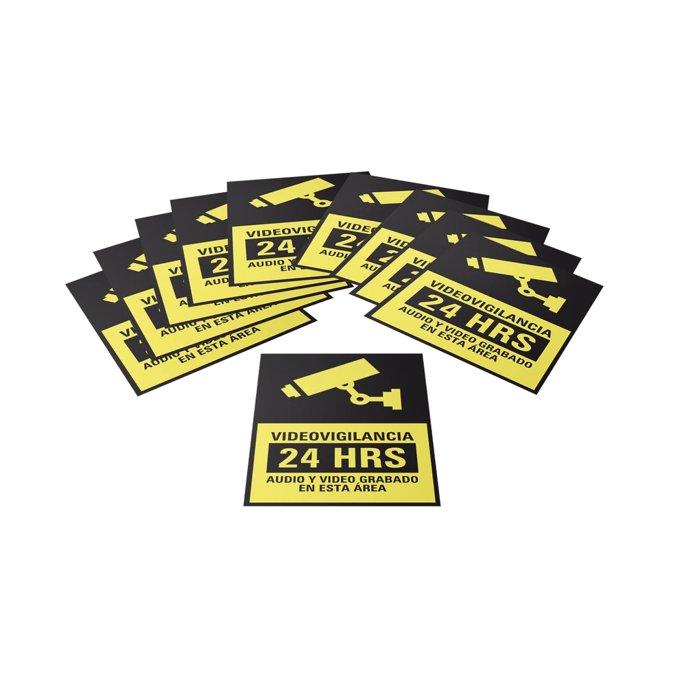 ETIQUETA DE VIDEOVIGILANCIA EN VINIL ADHESIVO MATE / PAQUETE CON 10-Accesorios Videovigilancia-SYSCOM-Bsai Seguridad & Controles