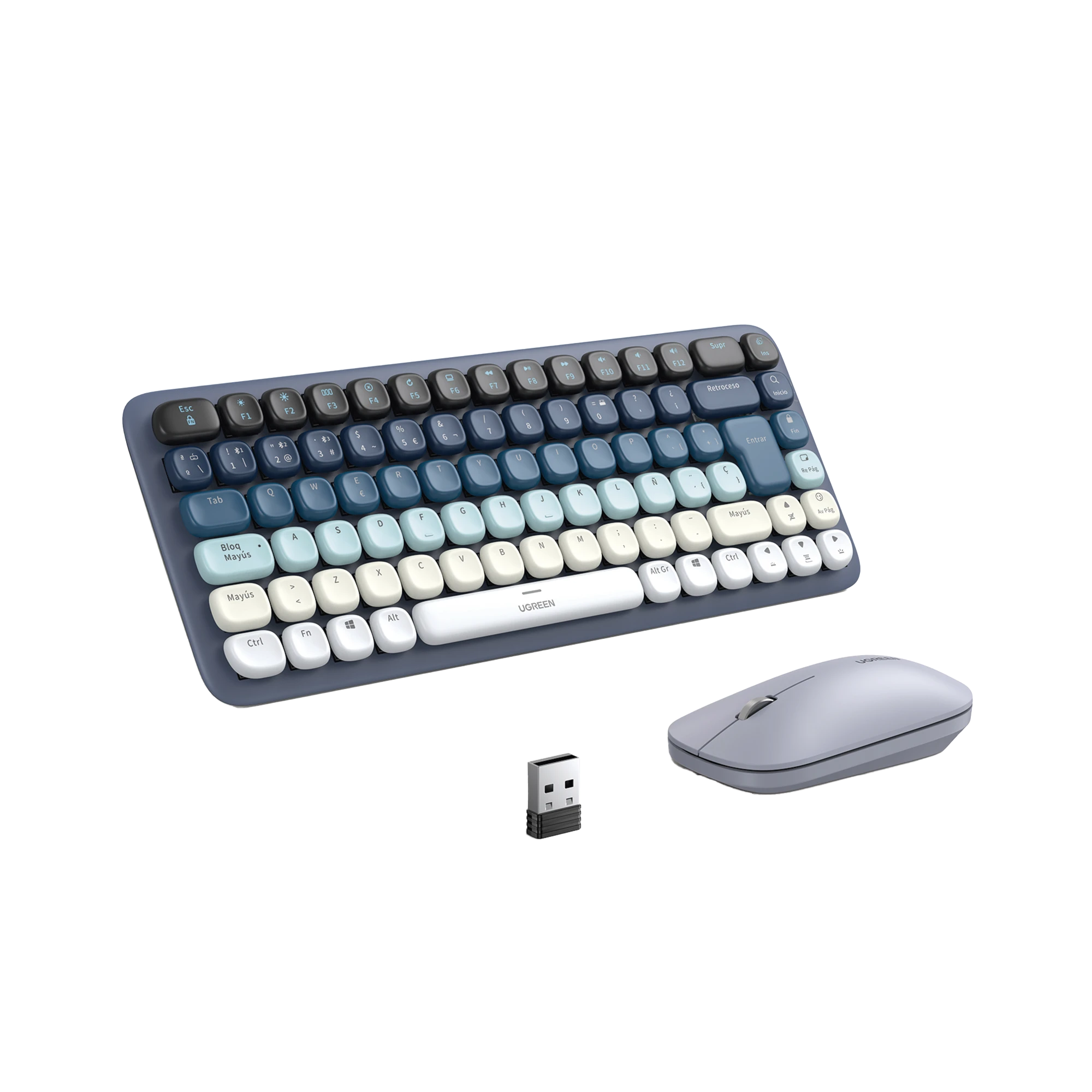 PAQUETE DE TECLADO Y MOUSE INALÁMBRICO UGREEN AZUL-Accesorios Generales-UGREEN-Bsai Seguridad & Controles