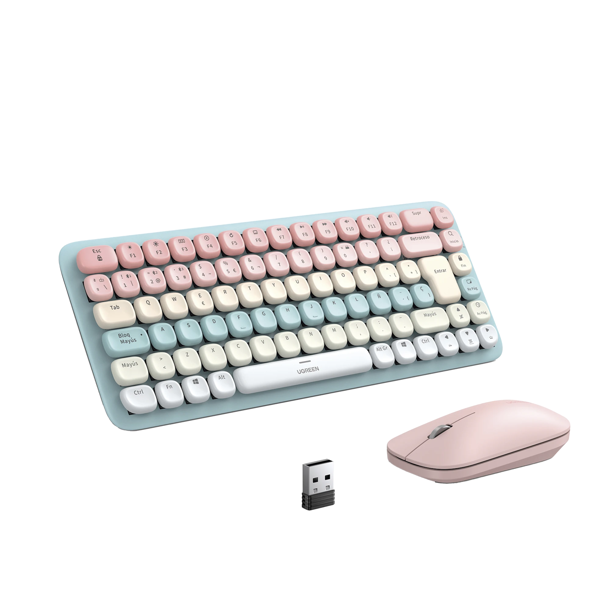 PAQUETE DE TECLADO Y MOUSE INALÁMBRICO UGREEN ROSA-Accesorios Generales-UGREEN-Bsai Seguridad & Controles
