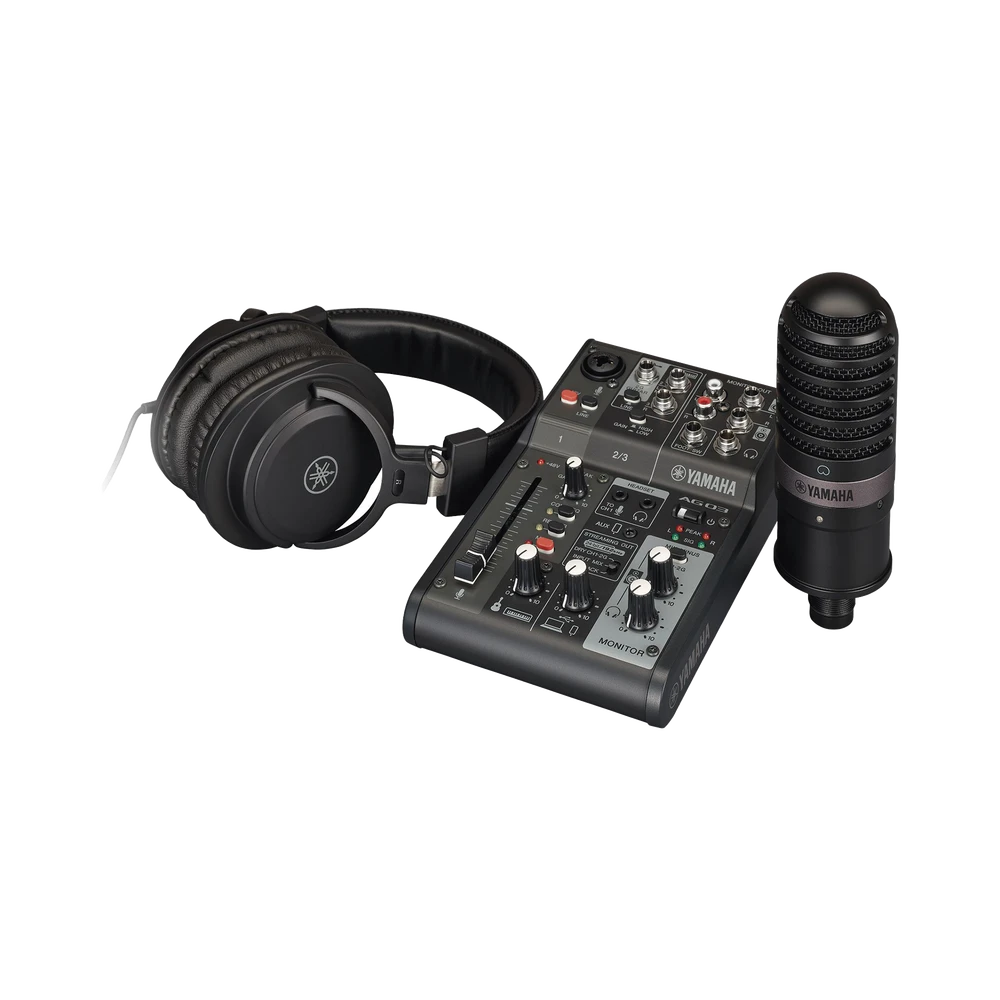 PAQUETE PARA LIVE STREAMING | MEZCLADOR DE STREAMING EN VIVO DE 3 CANALES | MICRÓFONO DE CONDENSADOR CON CALIDAD DE ESTUDIO | AURICULARES CON CALIDAD DE ESTUDIO-Megafonia y Audioevacuacion-YAMAHA-Bsai Seguridad & Controles