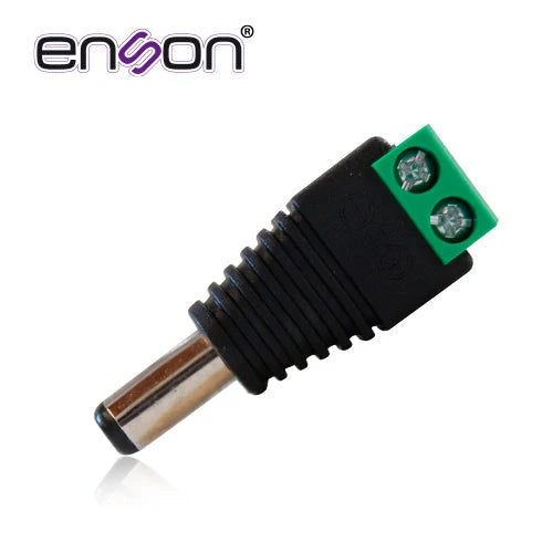 CONECTOR DE CORRIENTE ENS-MC01 MACHO ENSON, TIPO JACK 3.5 MM PARA ALIMENTAR CAMARAS CCTV O REALIZAR EMPALME DE CABLEADO, CON BLOQUE POLARIZADO(+/-) PARA ATORNILLAR CABLE DE CORRIENTE O UTP, MEDIDAS DEL CONECTOR 2.1 X 5.5 MM-Fuentes de Alimentación-ENSON-ENS-MC01 MACHO-Bsai Seguridad & Controles