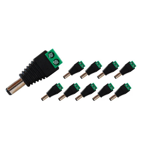 KIT 10 CONECTORES DE CORRIENTE MACHO 10X ENS-MC01 ENSON, TIPO JACK 3.5 MM PARA ALIMENTAR CAMARAS CCTV O REALIZAR EMPALME DE CABLEADO, CON BLOQUE POLARIZADO(+/-) PARA ATORNILLAR CABLE DE CORRIENTE O UTP, MEDIDAS DEL CONECTOR 2.1 X 5.5 MM-Fuentes de Alimentación-ENSON-Bsai Seguridad & Controles