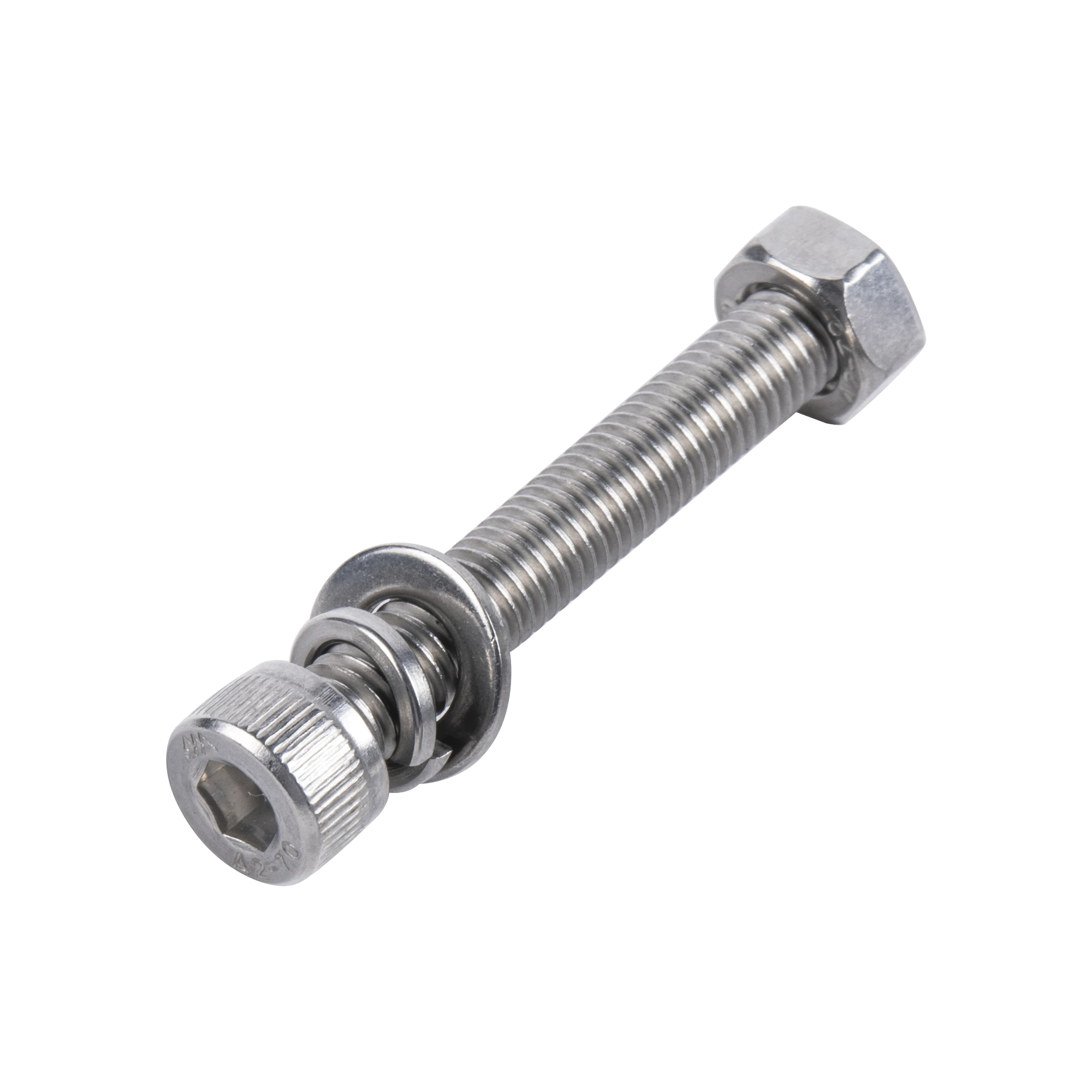 1 TORNILLO ALLEN MILIMÉTRICO DE ACERO INOXIDABLE M8-1.25 X 16 / CON 1 TUERCA, 1 ARANDELA DE PRESIÓN Y 1 PLANA / PARA MONTAJES DE MÓDULOS FOTO VOLTAICOS.-Canalización-DMT-Bsai Seguridad & Controles