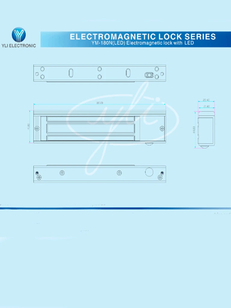 YLI YM180NLED CERRADURA MAGNÉTICA CON INDICADOR LED PARA CONTROL DE ACCESO / FUERZA DE SUJECIÓN 180 KG O 350 LB / COMPATIBLE CON SOPORTE YLI MBK180NLC Y MBK180NZL / PARA PUERTA DE MADERA, VIDRIO O METAL-Magnética-YLI ELECTRONIC-YLE0850017-Bsai Seguridad & Controles