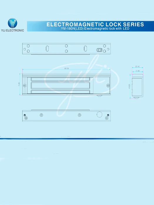 YLI YM180NLED CERRADURA MAGNÉTICA CON INDICADOR LED PARA CONTROL DE ACCESO / FUERZA DE SUJECIÓN 180 KG O 350 LB / COMPATIBLE CON SOPORTE YLI MBK180NLC Y MBK180NZL / PARA PUERTA DE MADERA, VIDRIO O METAL-Magnética-YLI ELECTRONIC-YLE0850017-Bsai Seguridad & Controles